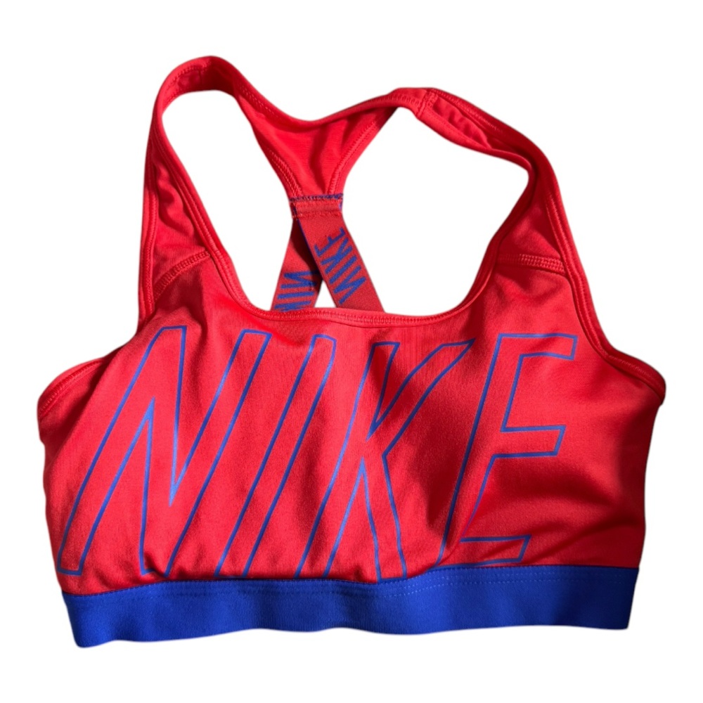 Nike Dri-Fit Bright Red & Blue Logo Sports Bra (Size Small)